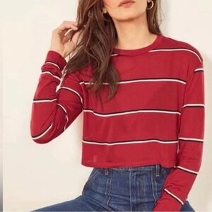 Reformation Red Striped Long Sleeve Tee